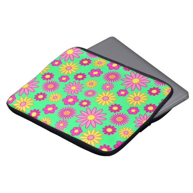 Groovy Daisies Laptop Sleeve (Front Top)