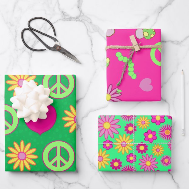 Groovy Daisies Wrapping Paper Sheet (Front)