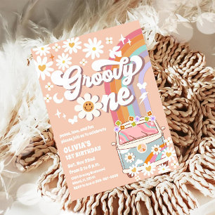 Groovy Daisy 1st Birthday Invitation