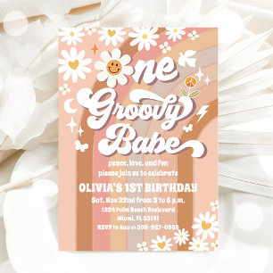 Groovy Daisy 1st Birthday Invitation