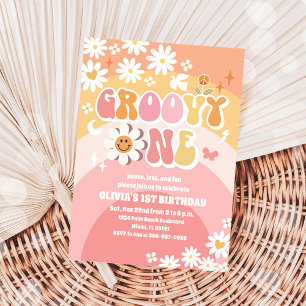 Groovy Daisy 1st Birthday Invitation