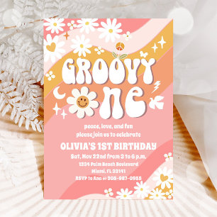 Groovy Daisy 1st Birthday Invitation