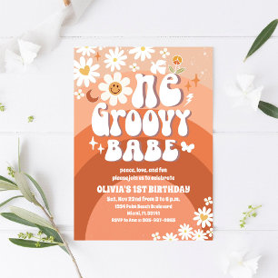 Groovy Daisy 1st Birthday Invitation