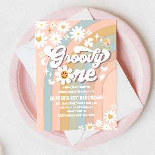 Groovy Daisy 1st Birthday Invitation