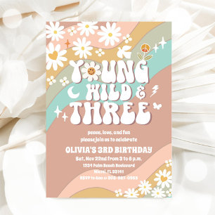 Groovy Daisy 3rd Birthday Invitation