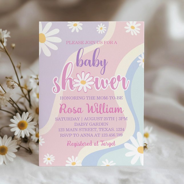 Groovy Daisy Baby Shower Invitation (Creator Uploaded)