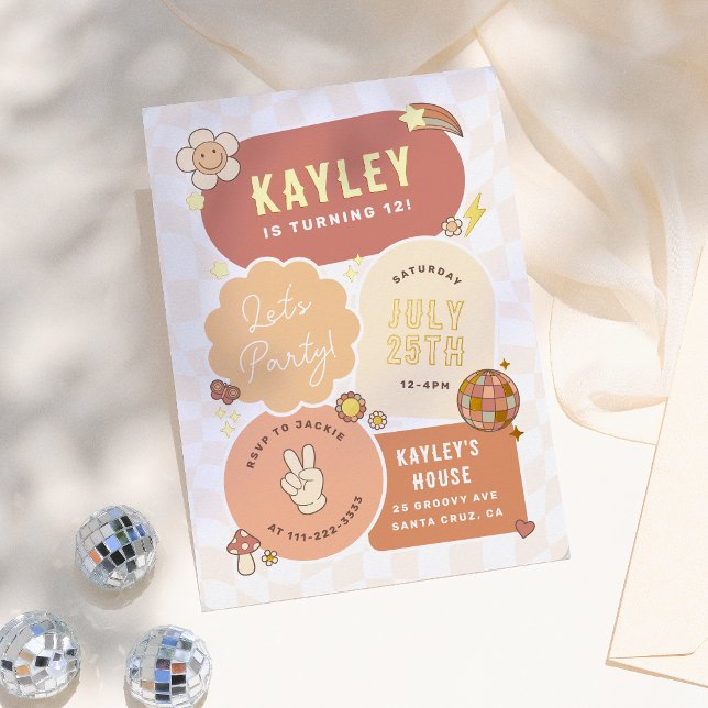 Groovy Daisy Boho Retro Let's Party Girl Birthday  (Creator Uploaded)