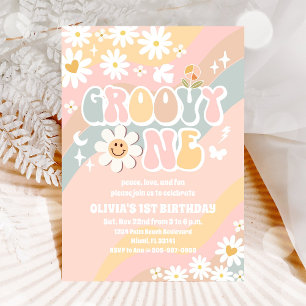Groovy Daisy First Birthday Invitation