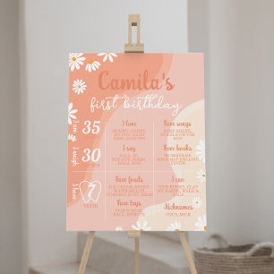 Groovy Daisy First Birthday Milestone Sign