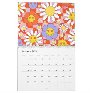 Groovy Daisy Floral Chequerboard, Y2K 90s Calendar