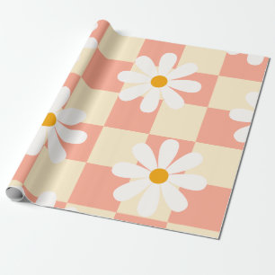 Groovy Daisy Floral Chequerboard, Y2K 90s  Wrappin Wrapping Paper