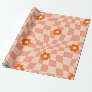 Groovy Daisy Floral Chequerboard, Y2K 90s  Wrappin Wrapping Paper