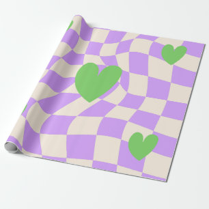 Groovy Daisy Floral Chequerboard, Y2K 90s Wrappin Wrapping Paper