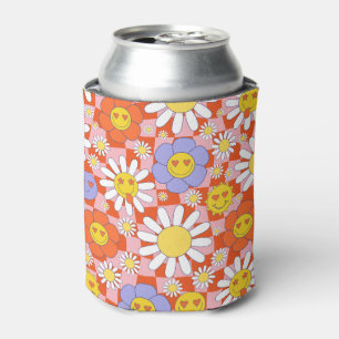 Groovy Daisy Floral Chequerboard, Y2K 90s , Y2K  Can Cooler