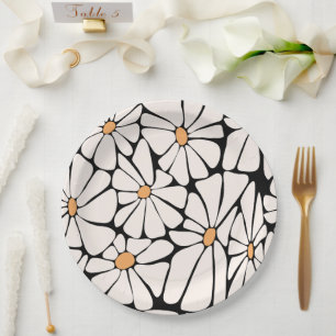 Groovy Daisy Flower Boho Retro Paper Plate