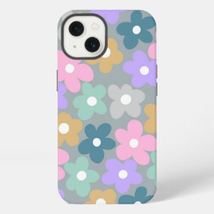 Groovy Daisy Flowers Grey Retro Boho Floral iPhone 13 Case