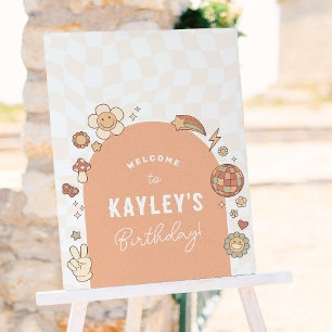 Groovy Daisy Girl Birthday Party Welcome Sign