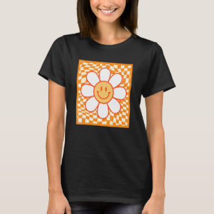 Groovy Daisy Happy Face Flower Chequered Cute For T-Shirt