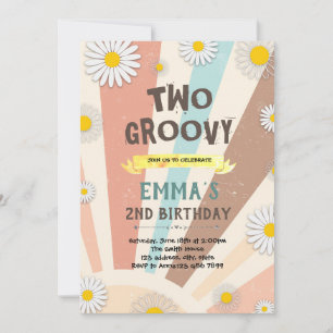 Groovy daisy hippie 60s invitation