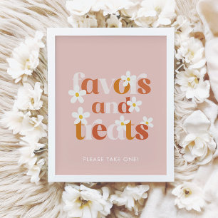 Groovy Daisy Modern Boho Birthday Favors & Treats Poster