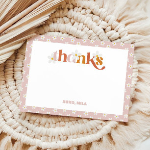 Groovy Daisy Modern Boho Birthday Thank You Card