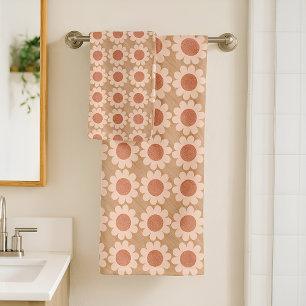 Groovy Daisy neutral Bath Towel Set