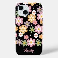 Groovy Daisy Pattern w/ Name Black