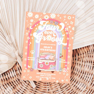 Groovy Daisy Rainbow Birthday Invitation
