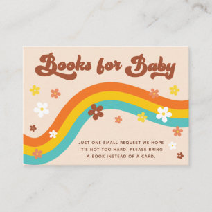 Groovy Daisy Rainbow Retro Books for Baby Shower   Enclosure Card