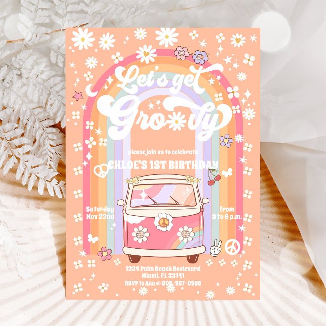 Groovy Daisy Retro Birthday Invitation (Creator Uploaded)