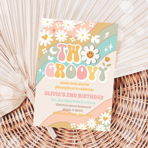 Groovy Daisy Retro Birthday Invitation
