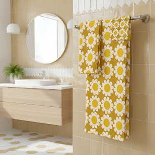 Groovy Daisy sunny yellow Bath Towel Set