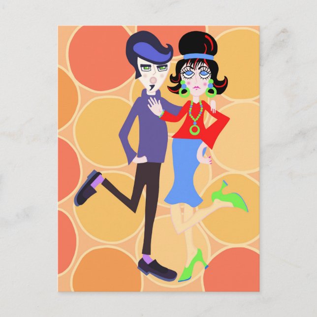Groovy Dancing Couple Postcard (Front)