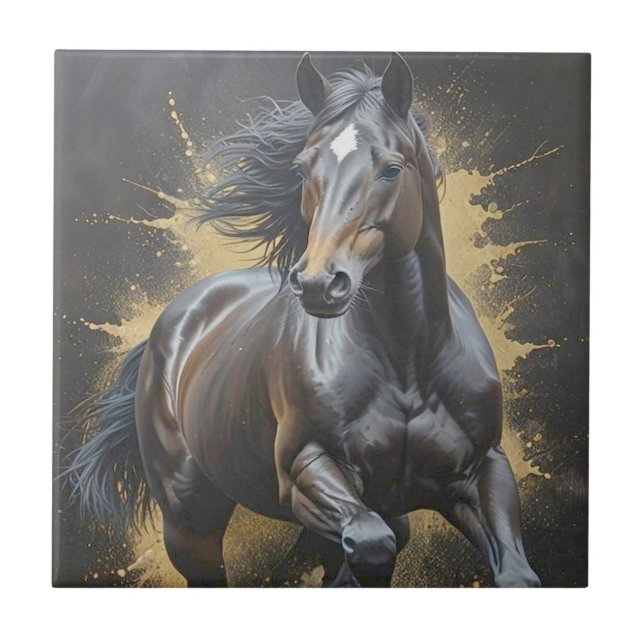 groovy dark horse ceramic tile (Front)