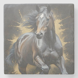 groovy dark horse stone coaster