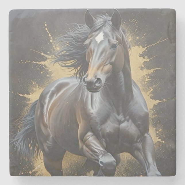 groovy dark horse stone coaster (Front)