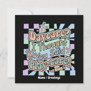 Groovy Daycare Playcare Funny Back To School Invitation