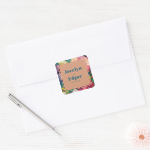 Groovy Deco Painting Wedding Square Sticker