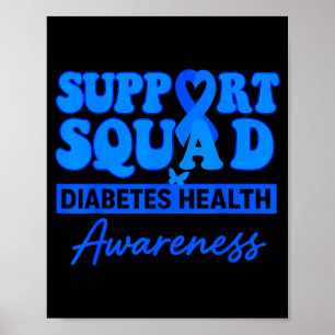 Groovy Diabetes Awareness Day Blue Ribbon Women Ki Poster