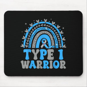 Groovy Diabetes Awareness Type 1 Warrior Blue Grey Mouse Pad