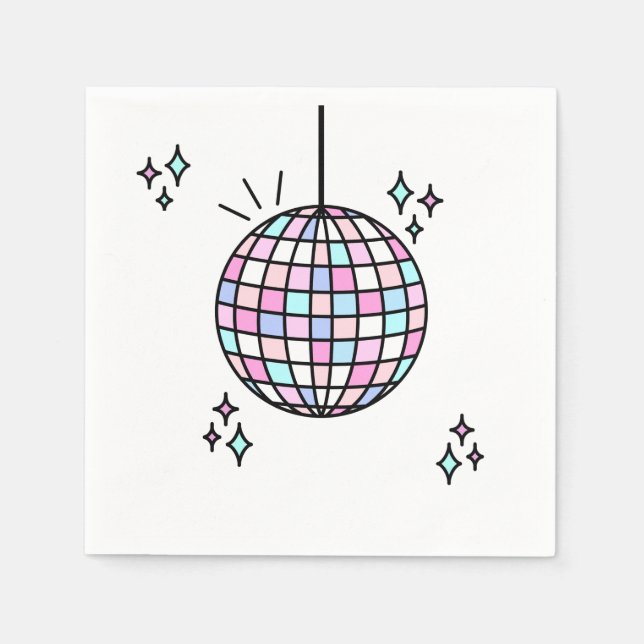 Groovy Disco Ball Birthday Napkin (Front)