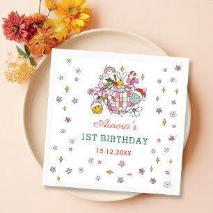 Groovy Disco Ball Christmas Birthday Party Napkins