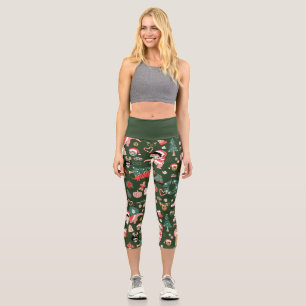 groovy disco ball christmas dinosaurs  capri leggings