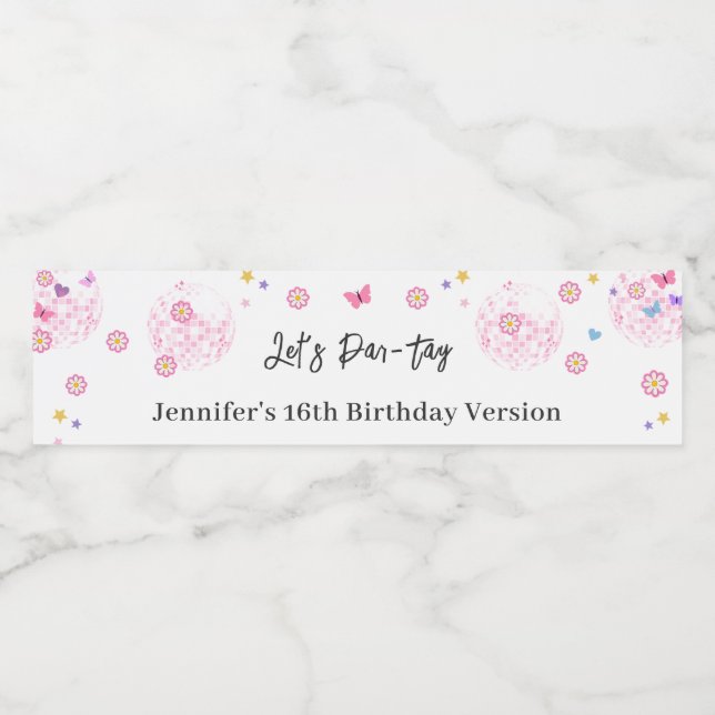 Groovy Disco Eras Birthday Party Water Bottle Label (Single Label)