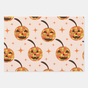Groovy Disco Halloween Pumpkins Pattern Wrapping Paper Sheet