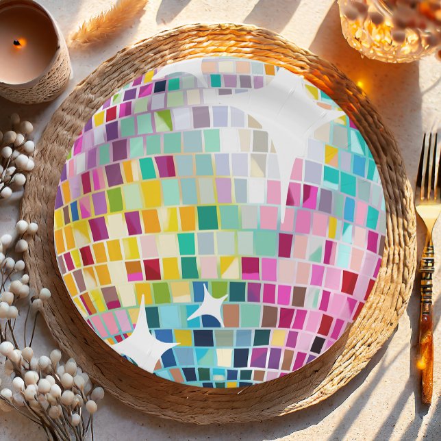 Groovy Disco Party Retro 70s Let's Disco Birthday  Paper Plate (Creator Uploaded)