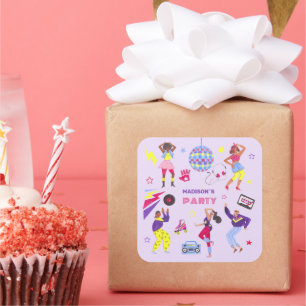 Groovy Disco Party Retro 80s Discoball Square Sticker