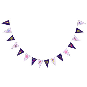 Groovy Disco Purple Party Retro 80s 90s Girls Bunting