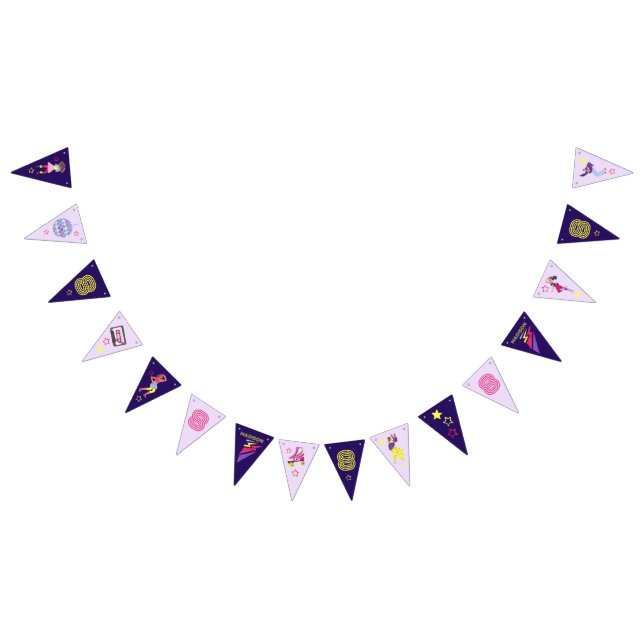 Groovy Disco Purple Party Retro 80s 90s Girls Bunting (All)
