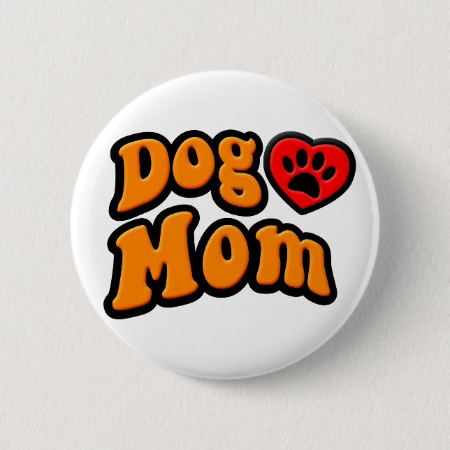 Groovy Dog Mum Drawing 6 Cm Round Badge (Front)